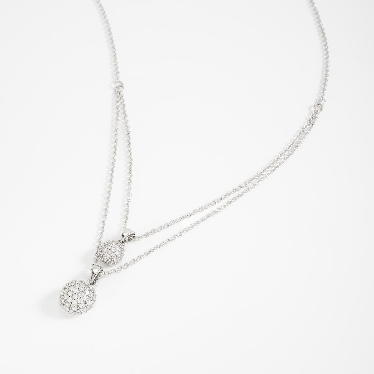 Collar en baño de platino con colgantes esféricos y toque brillante