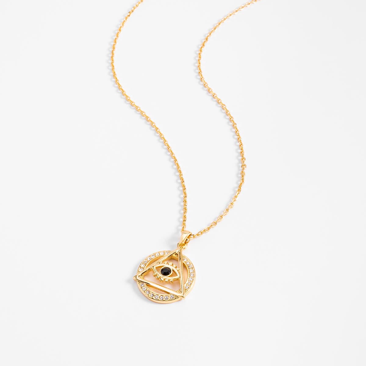 Collar en baño de oro diseño ojo negro y tono brillante