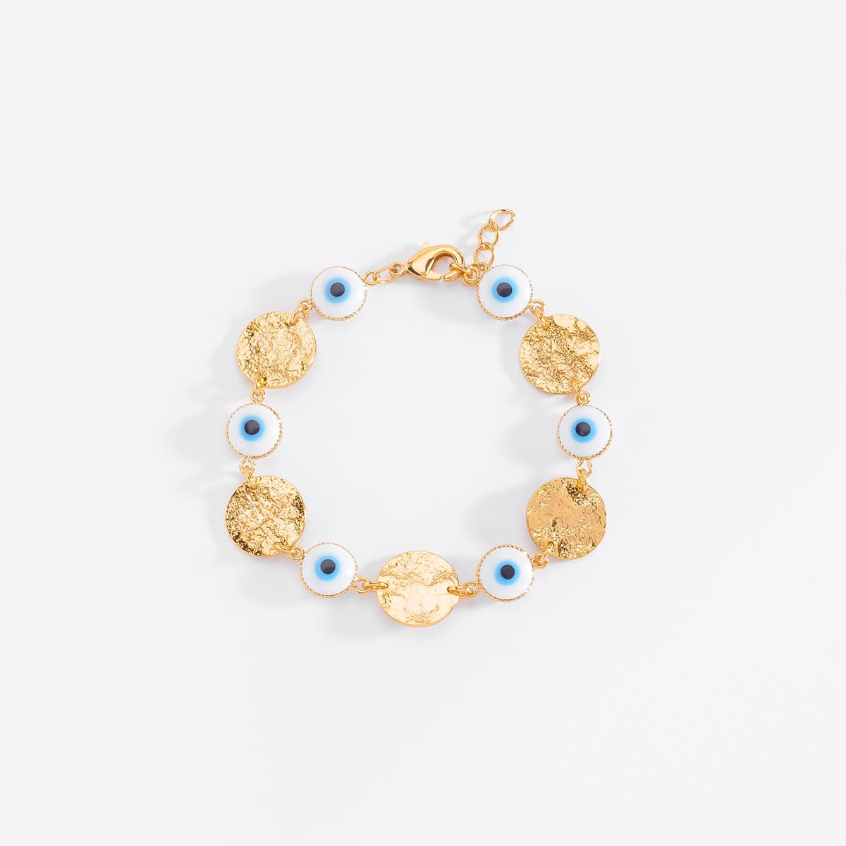 Pulsera baño de oro esmalte turqueza elegante 18cm