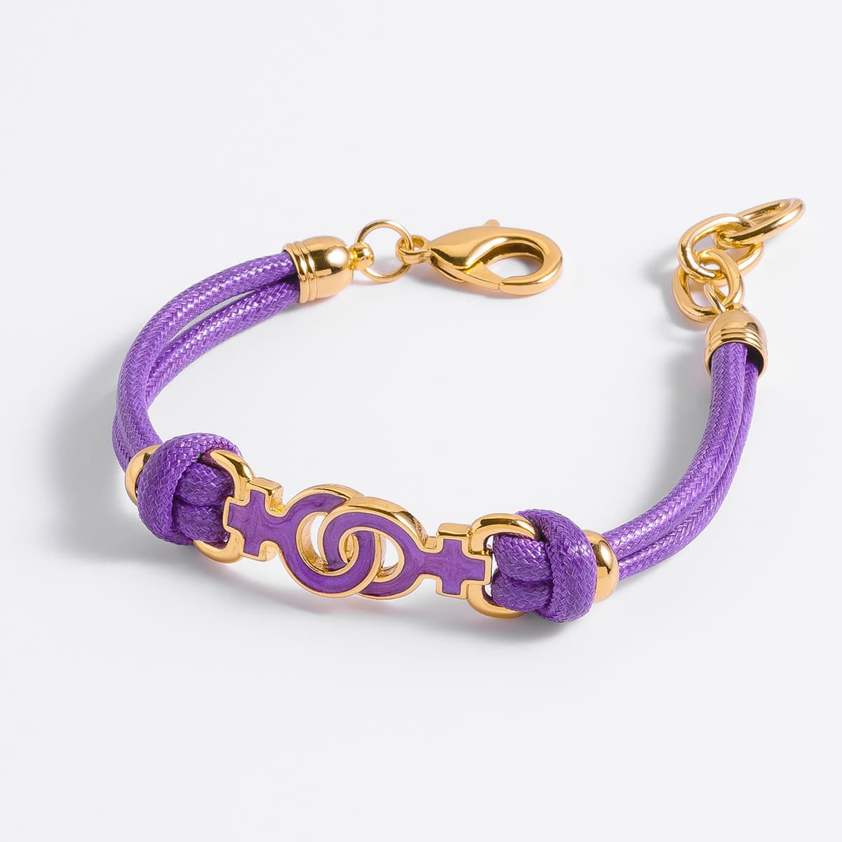 Pulsera baño de oro 18K con listones morados